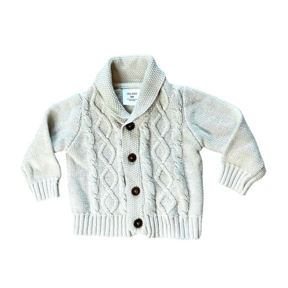Okie Dokie Cream Cable Knit Shawl Collar Cardigan Sweater 18 months Winter Kids - Picture 1 of 7